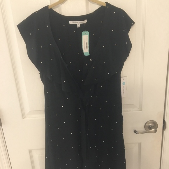 Collective Concept Tory Button Detail Ruffle Dress - Picture 1 of 4